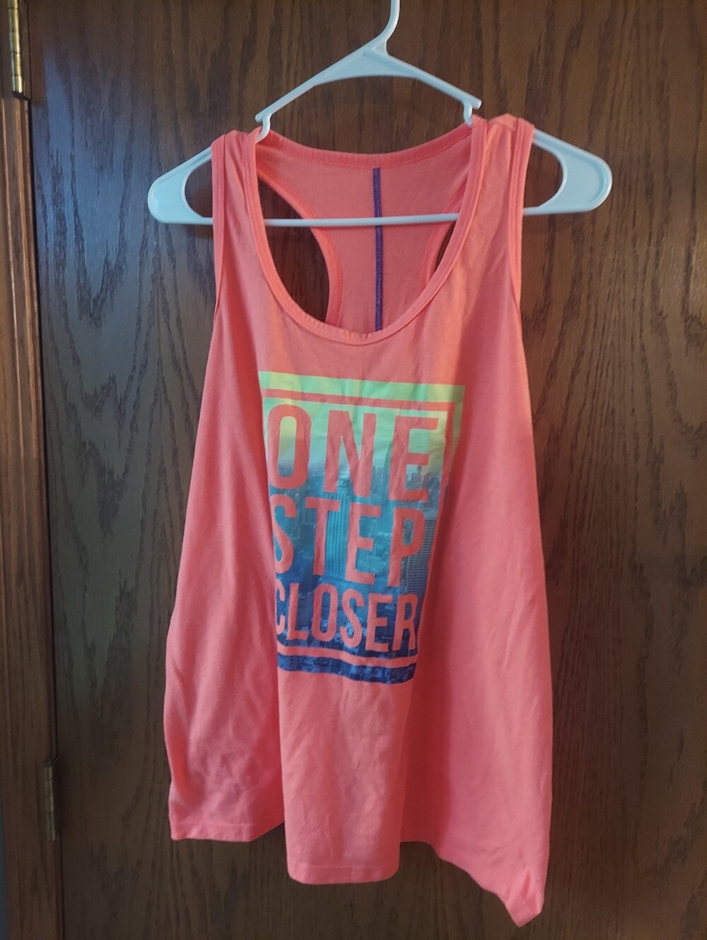 Danskin Now Coral Pink Graphic Racerback Tank Top | Size XL (16-18)